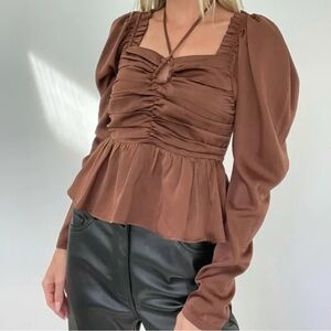 Six/ Fifty Ruby Blouse, Brown, size S NWT